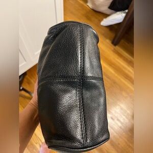 Michael Kors Black Leather Shoulder Bag with Gold Details